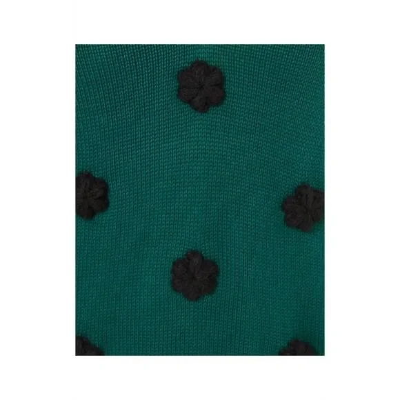 NEW LILLY PULITZER wyla sweater in villa green tossed crochet flowers - Picture 4 of 4